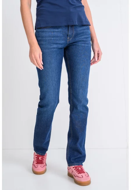 Слим дънки със средновисока талия - Тъмносин