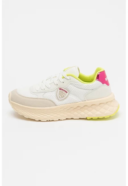 Спортни обувки Lynn с еко кожа - Бял/Фуксия/Лайм зелено