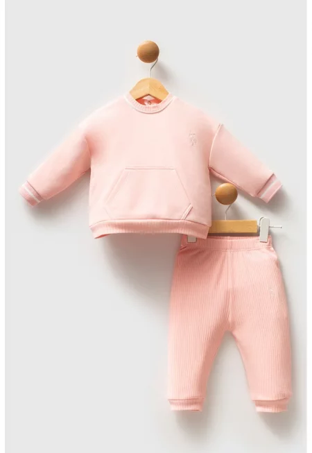 Суитшърт и спортен панталон с памук - Светлорозов