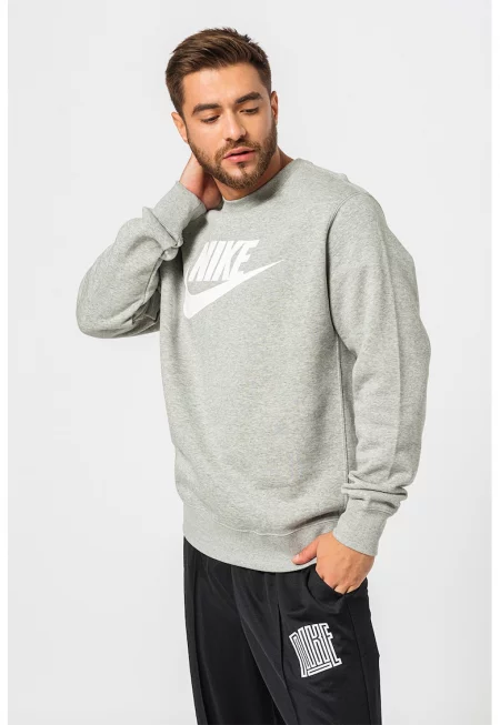 Суитшърт Sportswear Club с овално деколте и лого - Сив меланж