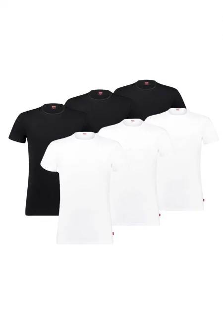 Тениска 167925 с овално деколте - 6 броя - Бял/Черен