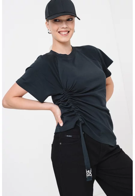 Тениска Daqua с набирания - Антрацитно сиво