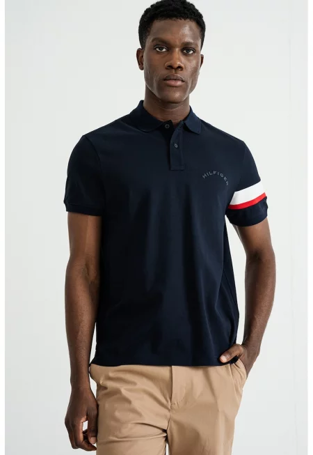 Тениска с органичен памук с яка - Ултрамарин синьо