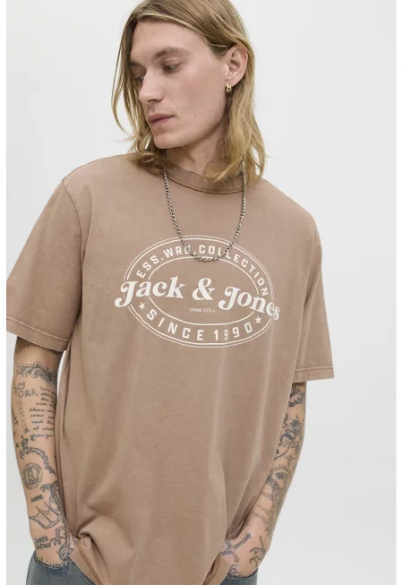 Тениска с паднали ръкави и принт