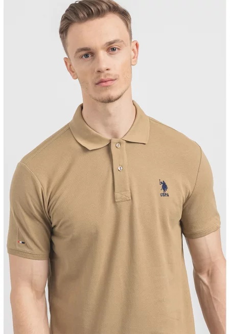 U.S. Polo Assn - Памучна тениска по тялото с яка