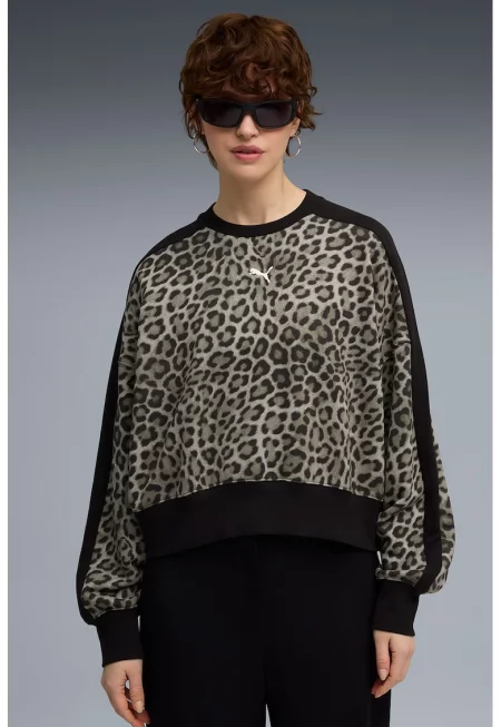 Уголемена блуза с принт