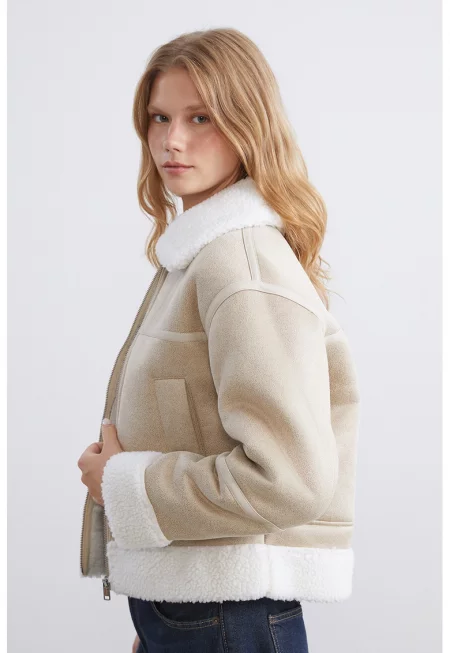 Яке с паднали ръкави - Светло бежово