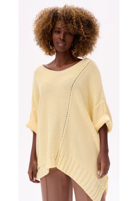 Асиметричен пуловер с оребрени краища Gustti - Един размер