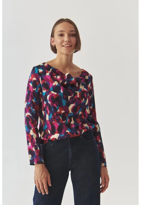 Блуза Dolla 2 с набрано деколте - Бордо/Син