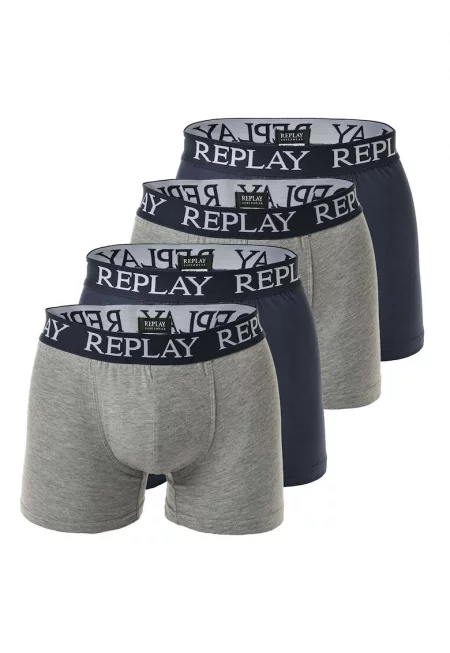 Боксерки с лого - 4 чифта - Сив/Тъмносин