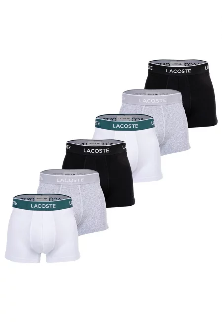 Боксерки с лого на талията - 6 чифта - Бял/Черен/Сив