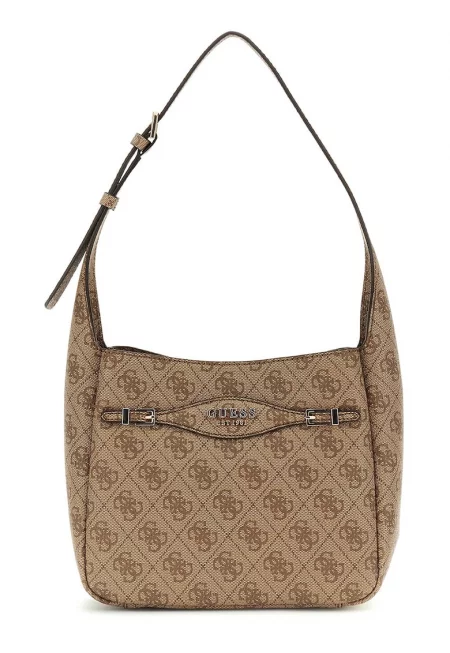 Чанта от еко кожа с монограм - Светлокафяв