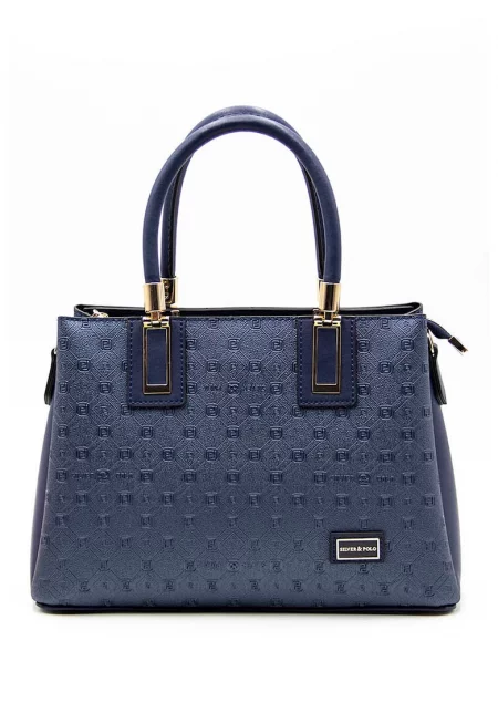 Чанта от еко кожа с отделяща се презрамка - Тъмносин