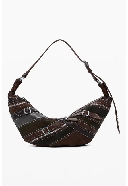 Чанта от еко кожа с тока - Кафяв