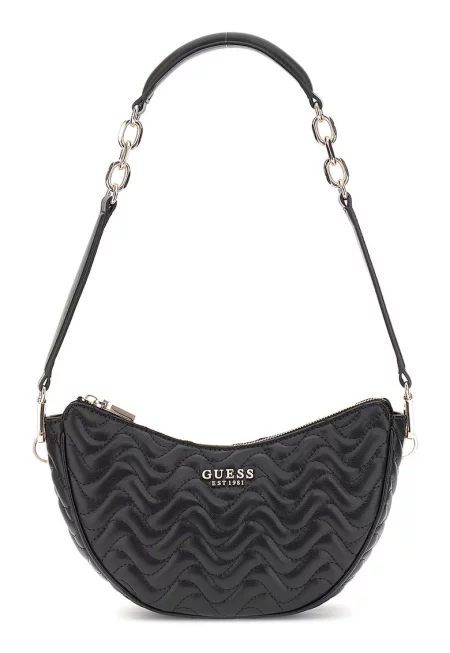 Чанта през рамо от еко кожа с лого - Черен