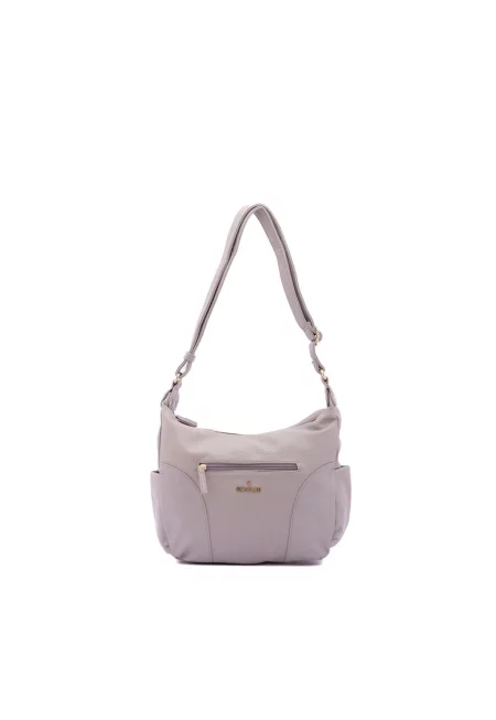 Чанта през рамо от еко кожа с регулируема презрамка - Светло сив