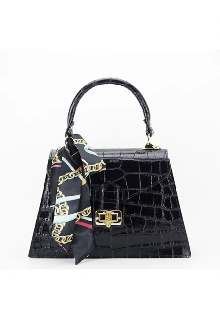 Чанта с шал 8953 121 - Естествена кожа - Черна - Черен