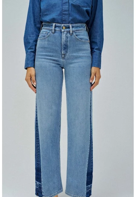 Дълги дънки с широк крачол - Пастелносин