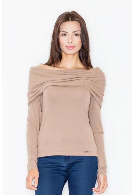 Дамска блуза -  Вискоза/Еластан - Бежов
