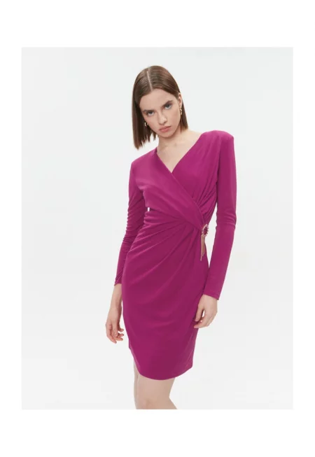 Дамска рокля -  303320898 - Полиестер - Еластан - Розов - Розово