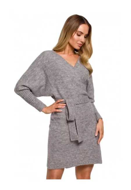 Дамска рокля -  Полиестер/Вълна - Сива