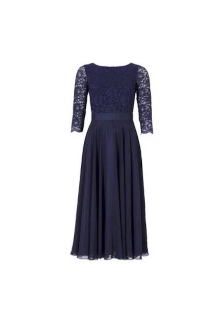 Дамска рокля - тип „люлка“ - 302950539 - Полиестер - Синя