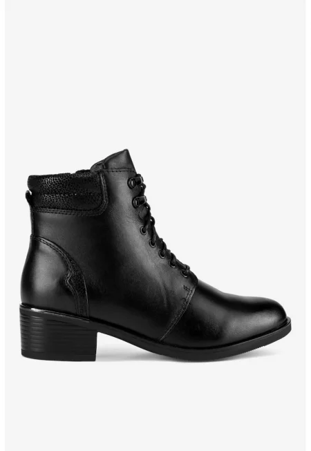 Дамски боти  5903419555954 - Естествена кожа - Черни - Черен