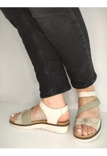 Дамски ежедневни сандали  D2050-62 Бежов + Цвят - Бежов