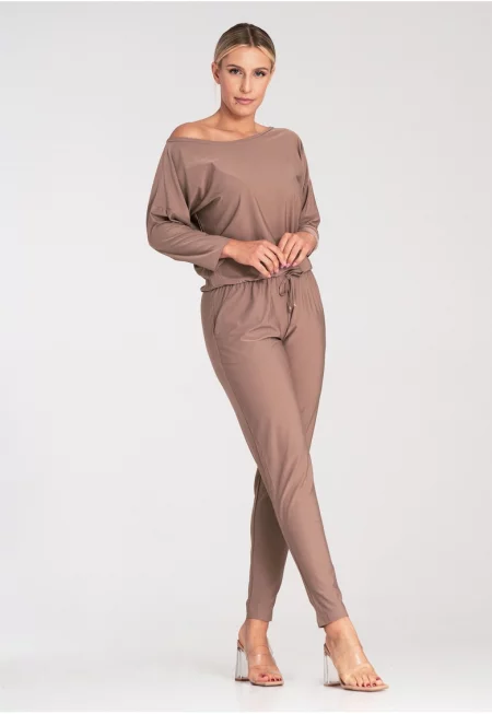 Дамски гащеризон -  елегантен - бежов - полиестер - Бежов