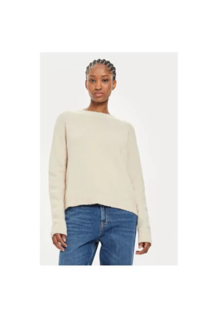 Дамски пуловер -  304333842 - Вълна алпака/Полиамид/Модал - Бежов - Бежов