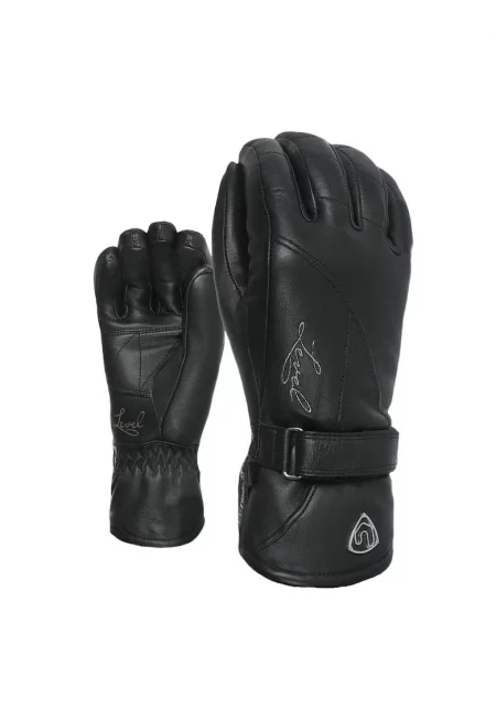 Дамски ръкавици за ски  Classic - естествена кожа - черни - M