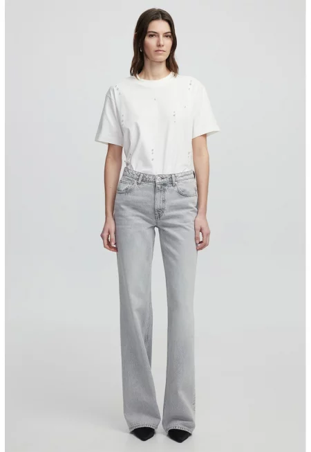 Дънки деграде с висока талия - Светло сив