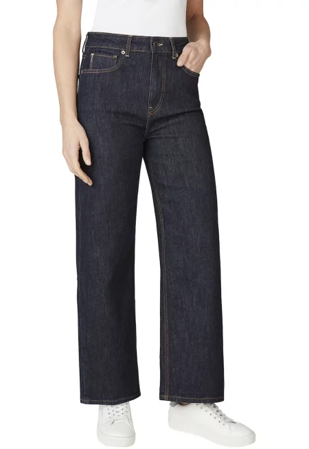 Дънки с широк крачол и висока талия - Ултрамарин синьо