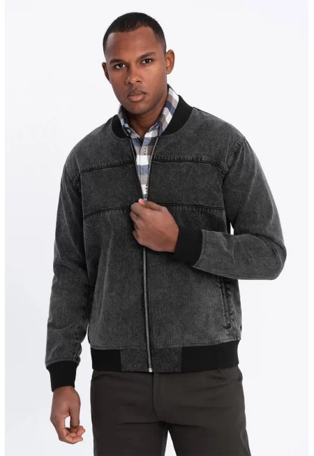 Дънково яке бомбър - Избеляло черно