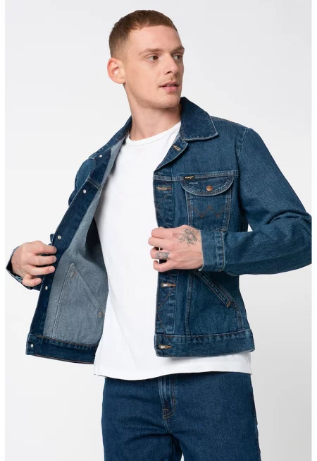 Дънково яке с предни джобове - Тъмносин