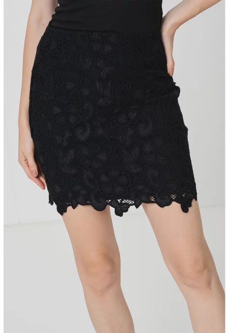 Дантелена къса пола - Черен