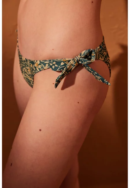 Долнище на бански с шарки и дизайн на възел - Жълт/Бежов/Тъмнозелен