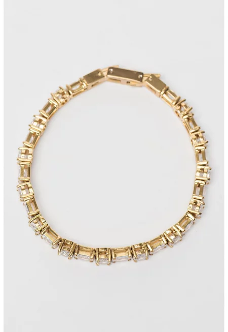 Гривна от неръждаема стомана с кристали - Златист