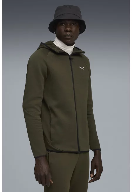 Худи с джобове встрани и цип - Бледо каки