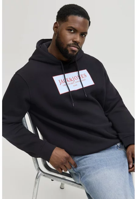 Худи с памук с лого - Черен