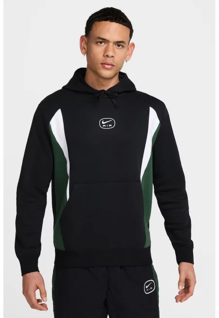 Худи с връзка и джоб кенгуру - Черен/Бял