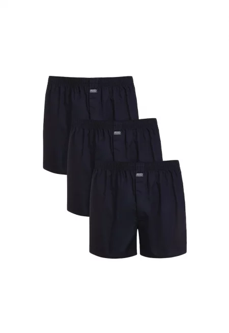 Jockey - Памучни боксерки с лого - 3 чифта - Тъмносин
