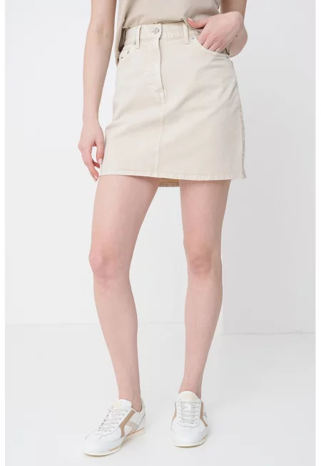Къса памучна пола - Светло бежово