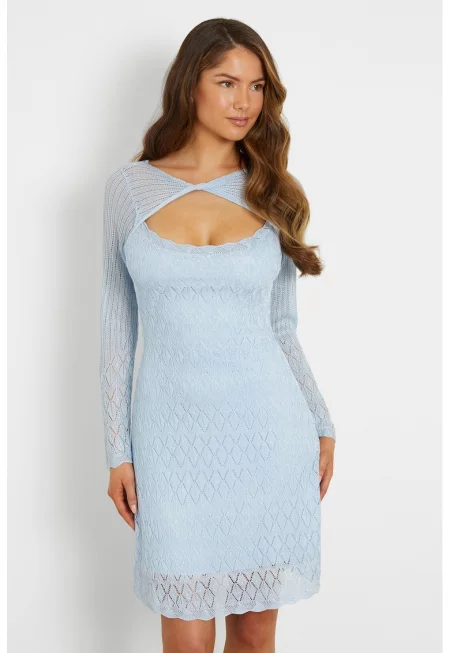 Къса права рокля с перфорации - Светлосин