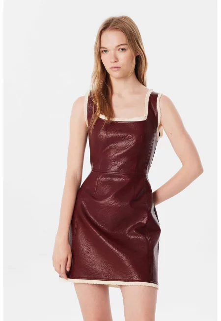 Къса рокля с разкрояване - Бордо