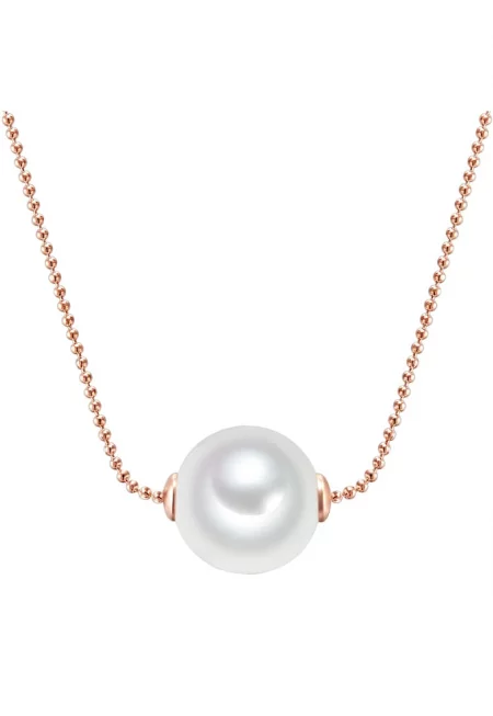 Колие с 14К златно покритие със синтетична перла - Розово златисто