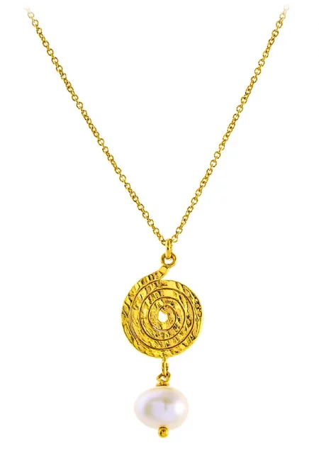 Колие с покритие от 18K злато и перла