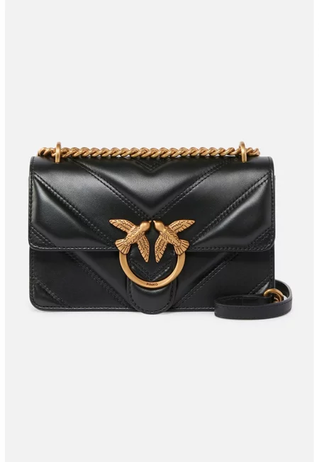 Кожена чанта през рамо с капитониран дизайн