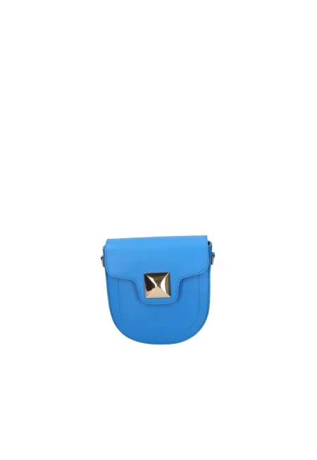 Кожена чанта през рамо с отделяща се презрамка - Син