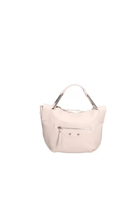 Кожена чанта с регулируема презрамка - Бежов